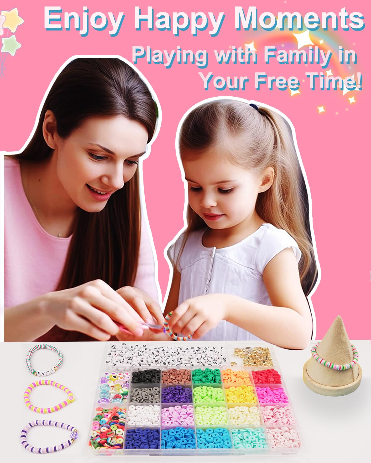 Mio Angle Bracelet Making Kit for Beginner 5000Pcs Preppy Polymer Friendship Bracelet Making with Charms Kit for Jewelry Making DIY Arts and Crafts Birthday Gifts Toys for Kids Age 6-13 Mio Angle