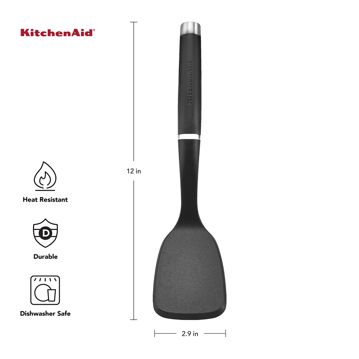 KitchenAid Gourmet Nylon Short Turner, One Size, Matte Black KitchenAid