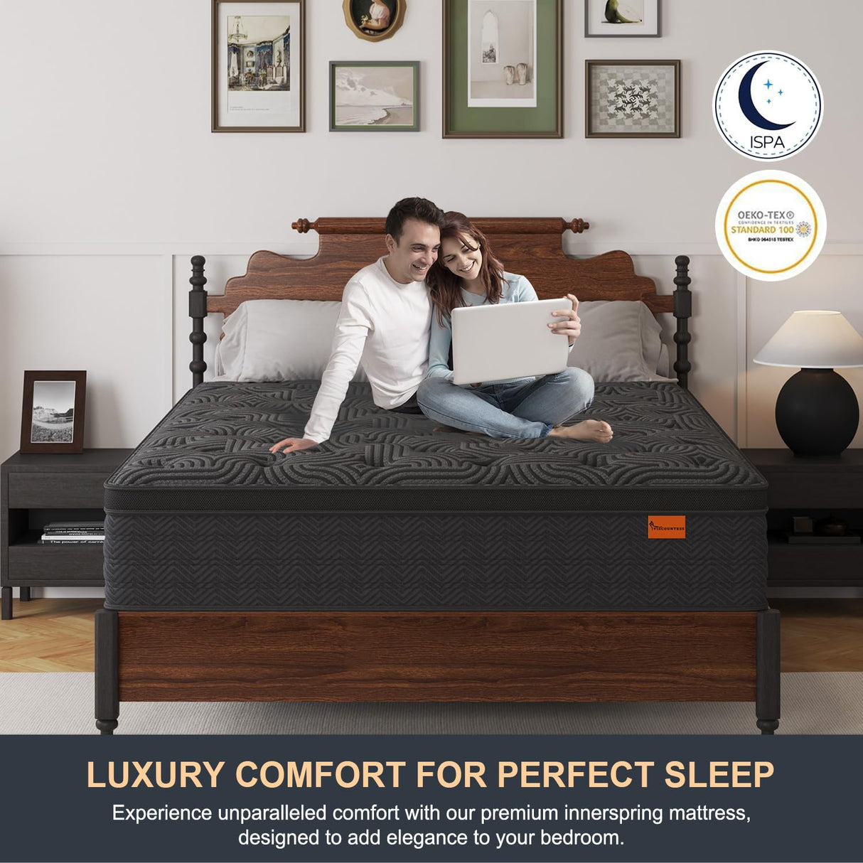 Queen Mattress, 14 Inch Hybrid Mattresses in a Box with Durable Support, Fiberglass Free, Motion Isolation & Individually Poctet, 100 Night Trial, Queen Size, Pressure Relief for Silent Sleep VISCOUNTESS