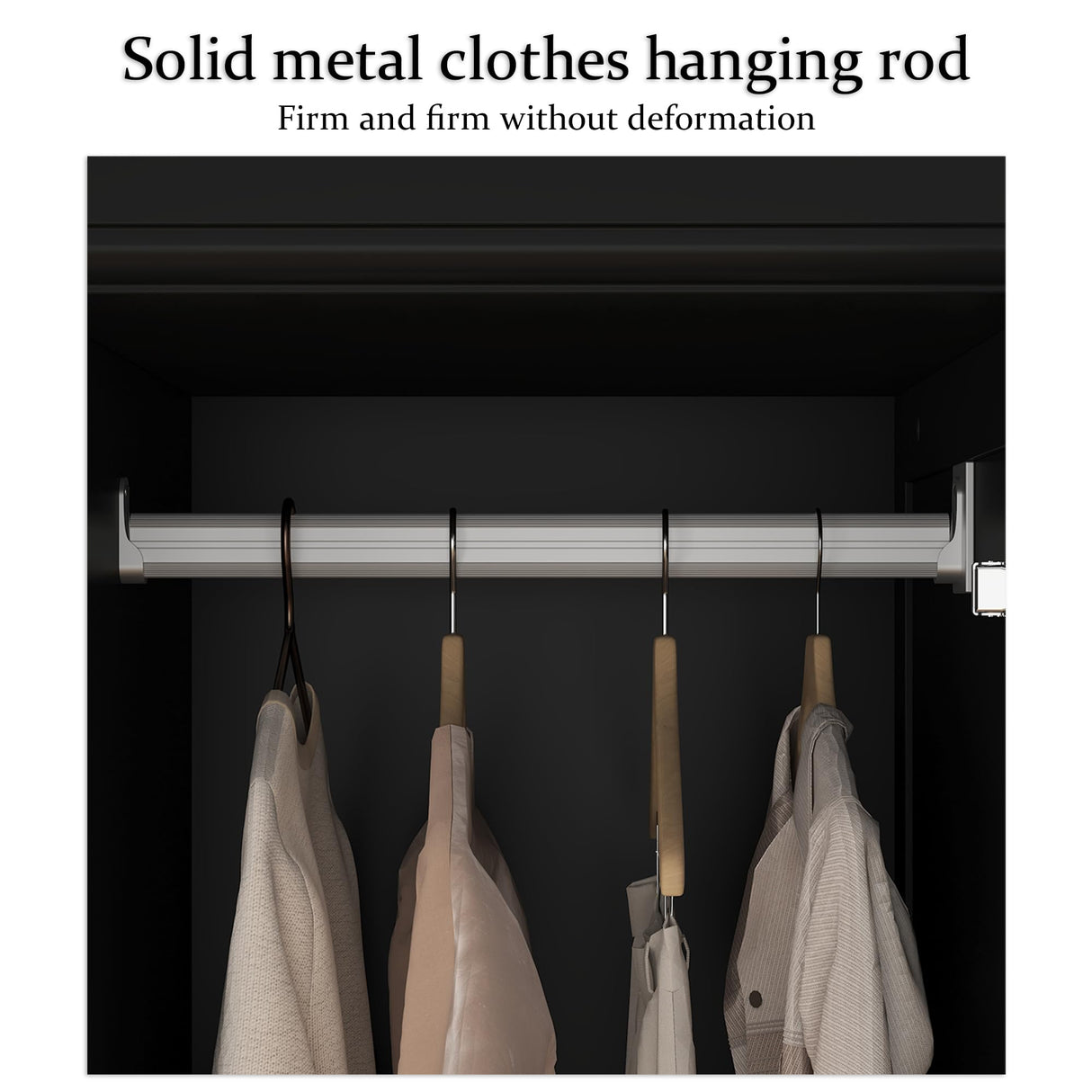 FUNISIR Bedroom Wardrobe Cabinet with 2 Doors, Wood Armoire Closet with Hanging Rod, Wardrobe Closet with 3 Drawers & Multi-Shelves for Clothes Organize, Black (19.7" D x 31.5" W x 70.9" H) FUNISIR