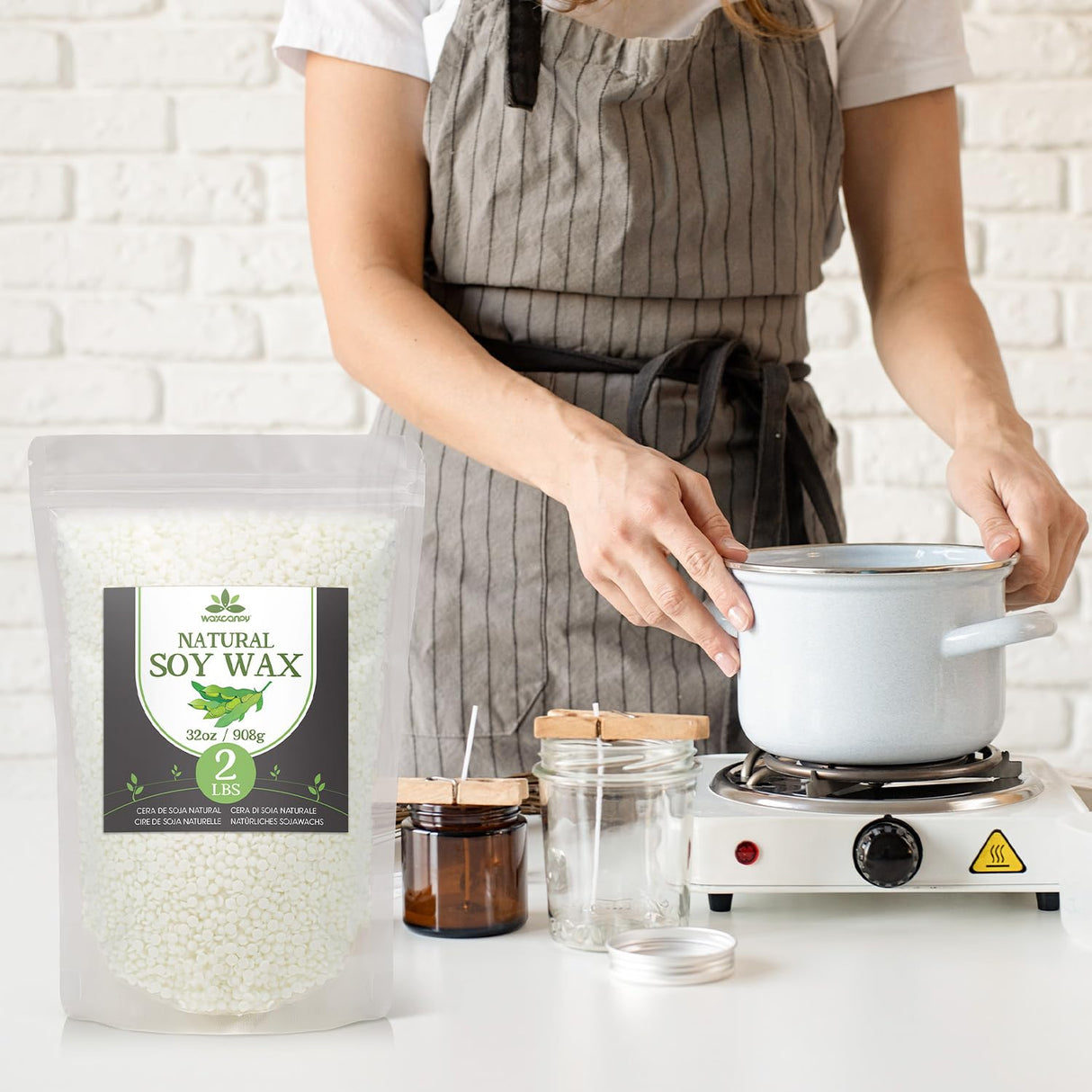 Soy Wax, Waxcanpy Natural Soy Wax for Candle Making, Organic Candle Wax from Farm, No Additives, Harmless and Pure (5lb) Waxcanpy