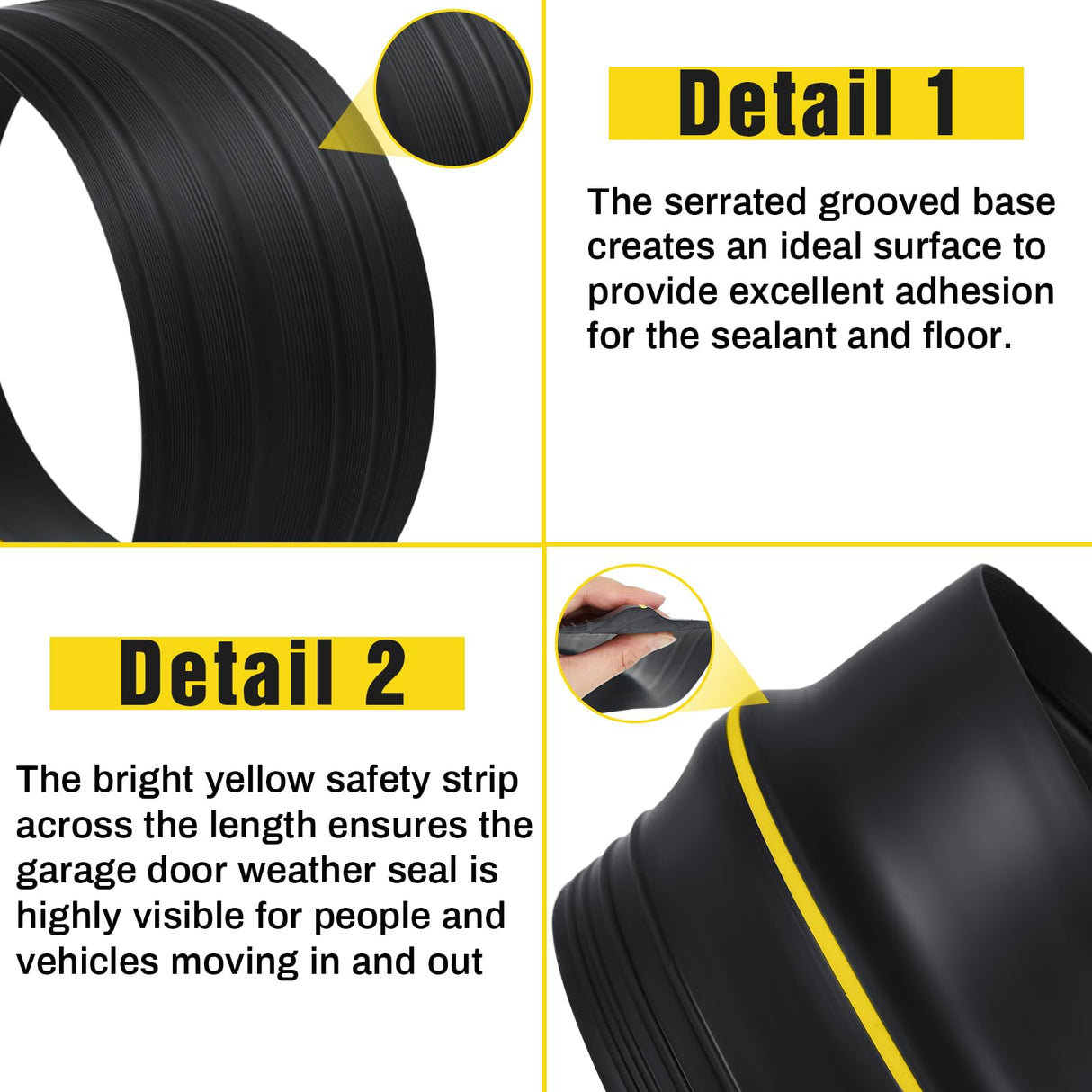 Pangda 30 ft Universal Garage Door Bottom Threshold Seal Strip Weather Stripping Replacement Rubber Waterproof DIY Weatherproof Garage Door Threshold Seal Strip, Not Include Sealant, Black Pangda