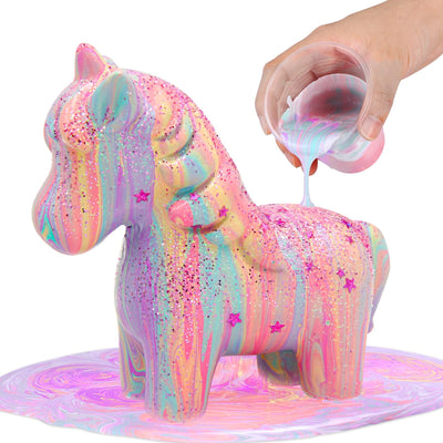 LAOESE Unicorns Paint Pouring Art Kit - DIY Craft for Kids Age 6-12, Arts and Crafts Kit for Girls & Boys, Toys Girls Boy Birthday Gift Ages 4 5 6 7 8 9 10 11 12+