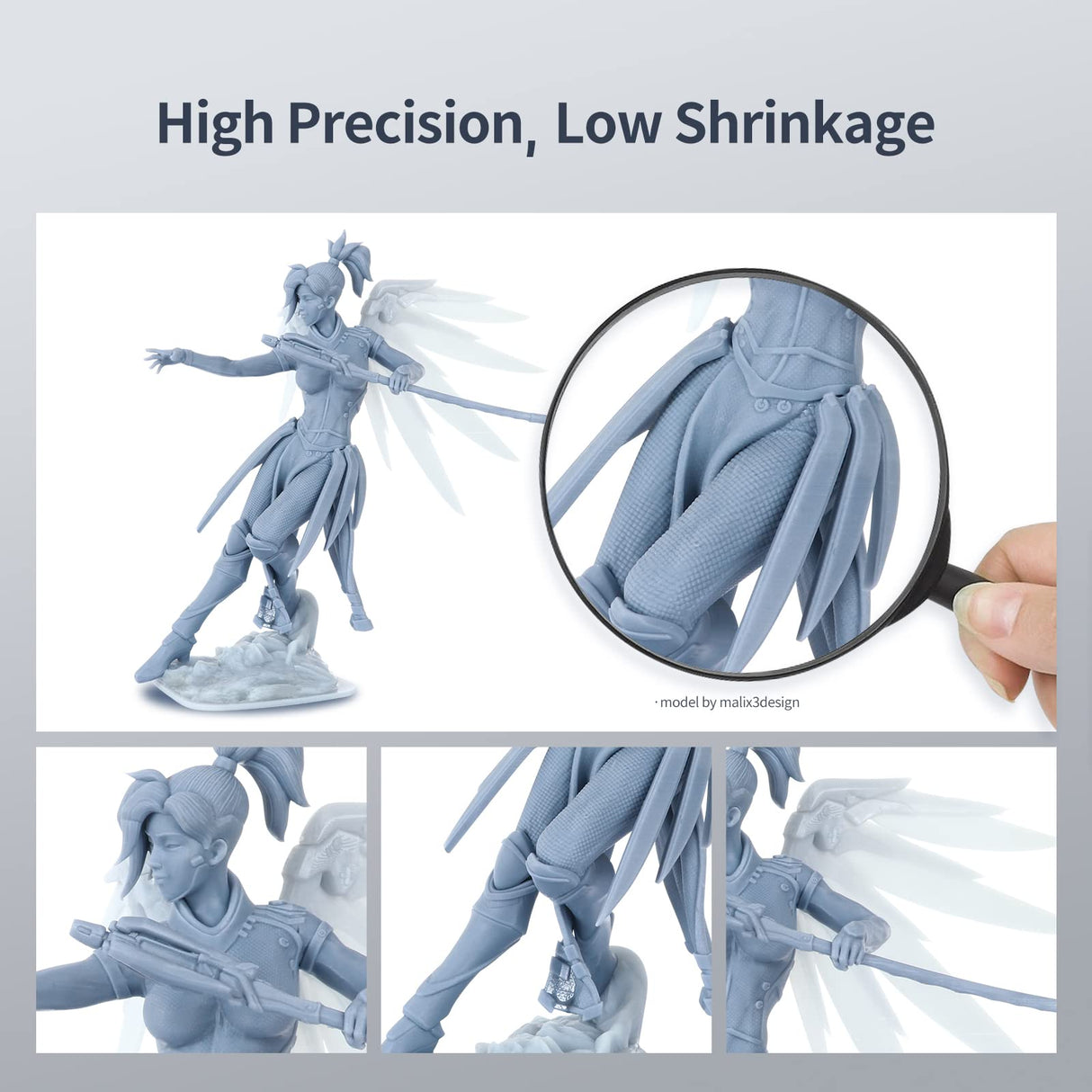 ANYCUBIC Tough 3D Printer Resin 2.0, Tough Resin with High Hardness and High Precision, 365-405nm Fast Curing 3D Resin for 4/8/12/16K LCD/DLP/SLA Resin 3D Printing (Grey, 1kg) ANYCUBIC