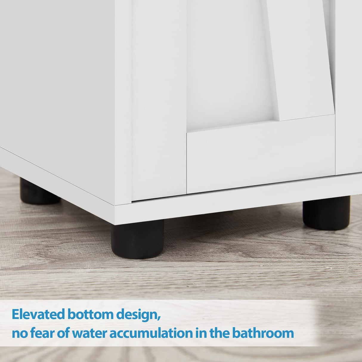 Bathroom Cabinet with Adjustable Shelf, Storage Cabinet for Small Space, Tall Cabinet with Retractable Toilet Paper Rod, Narrow Cabinet with 2 Doors, 8 Compartments (White) Maupvit