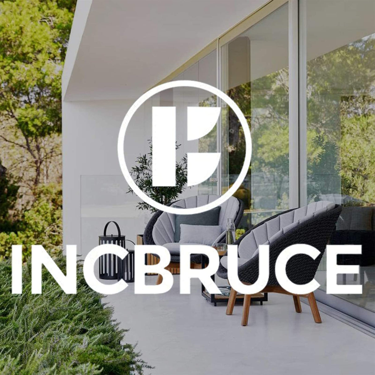 Incbruce Outdoor Half Moon Patio Furniture 5-Piece Curved Outdoor Sofa, All-Weather Outdoor Sectional Furniture Patio Conversation Sets with Round Tempered Glass Top Table (Grey Cushions) Incbruce