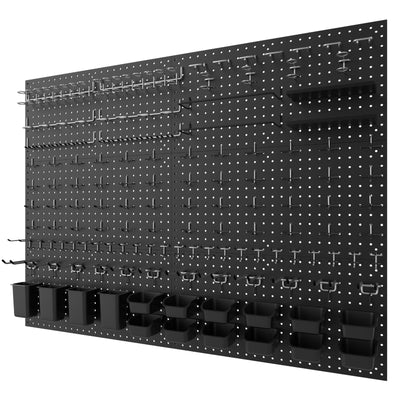 Daanxw Metal Peg Board Kit with 1/4" Pegboard Accessories, 6 Pack 12"X24" Pegboard and 264PCS Extra Thick Pegboard Accessories,Wall Organizer Peg Board Panels Tool Organizer Storage System (Black)