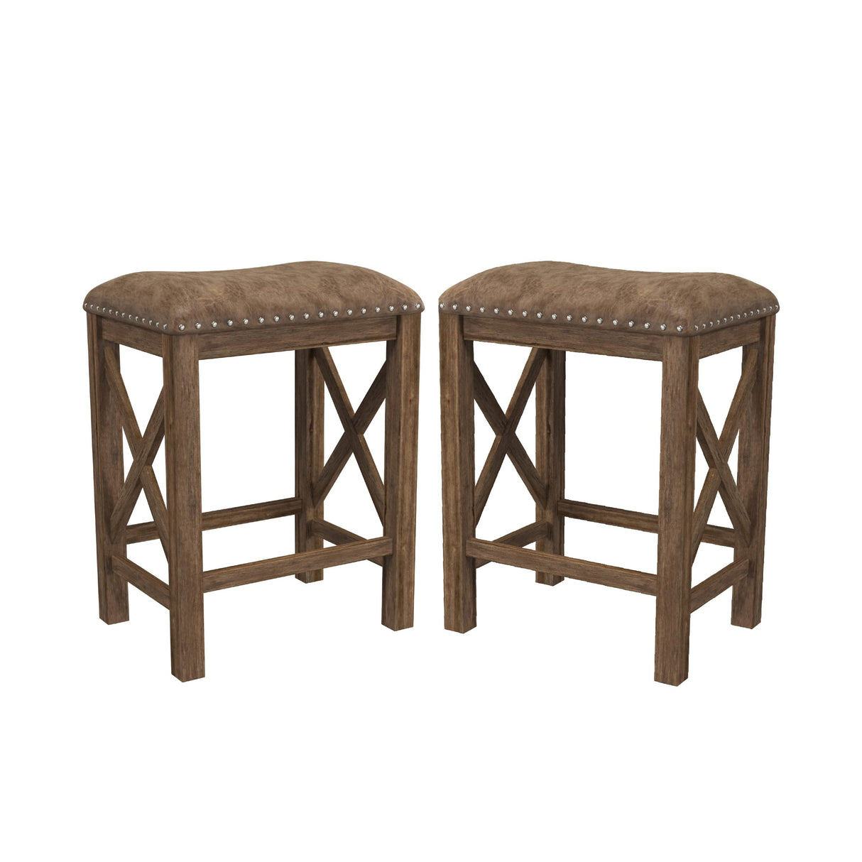 Hillsdale Furniture Willow Bend Stationary Backless Counter Height Stools, Set of 2, Antique Brown Walnut Hillsdale