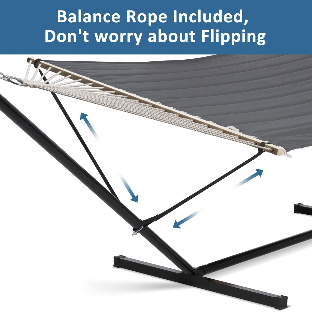 SUNCREAT 2 Person Hammock with Stand, Heavy Duty Portable Hammocks, 475 lbs Capacity, Dark Grey SUNCREAT