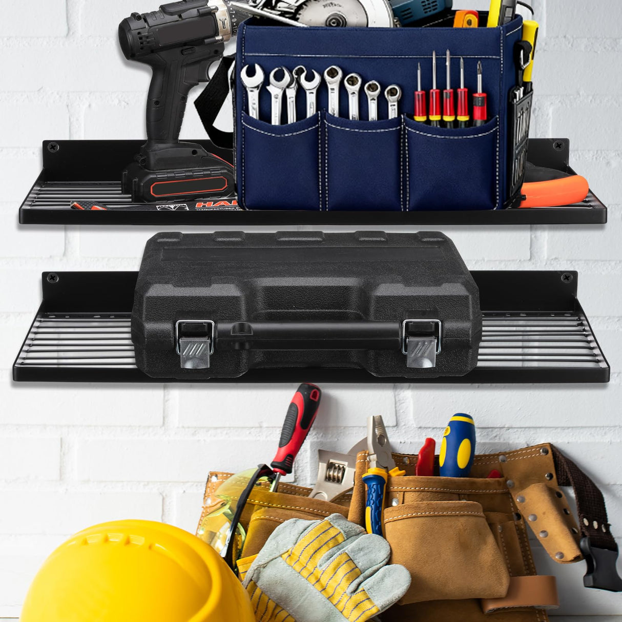 Weysat 2 Pack 24 Inch Slatwall Shelves, Slat Wall Shelf Wire Heavy Duty Garage Storage Slatwall Shelf, Metal Slat Board Accessories for Garage Retail Display Home Storage Weysat