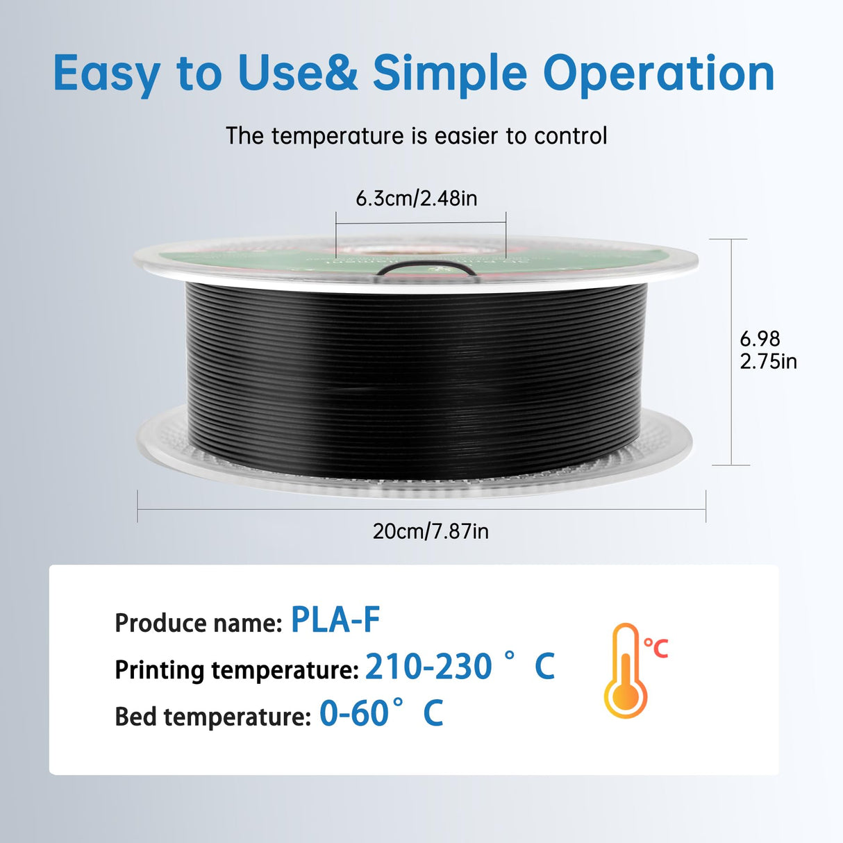 PLA Plus (PLA-F) 3D Printer Filament 1.75mm ±0.02mm - 1KG(2.2LBS) Black - High Strength & Enhanced Layer Adhesion - Precision Spooling for FDM 3D Printers Lotactree