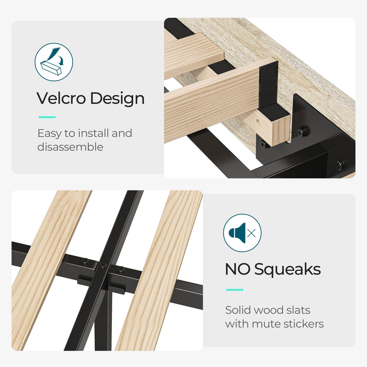 LINSY Beige Full Size Wood Platform Bed Frame with Ergonomic Headboard and Storage Shelf LINSY