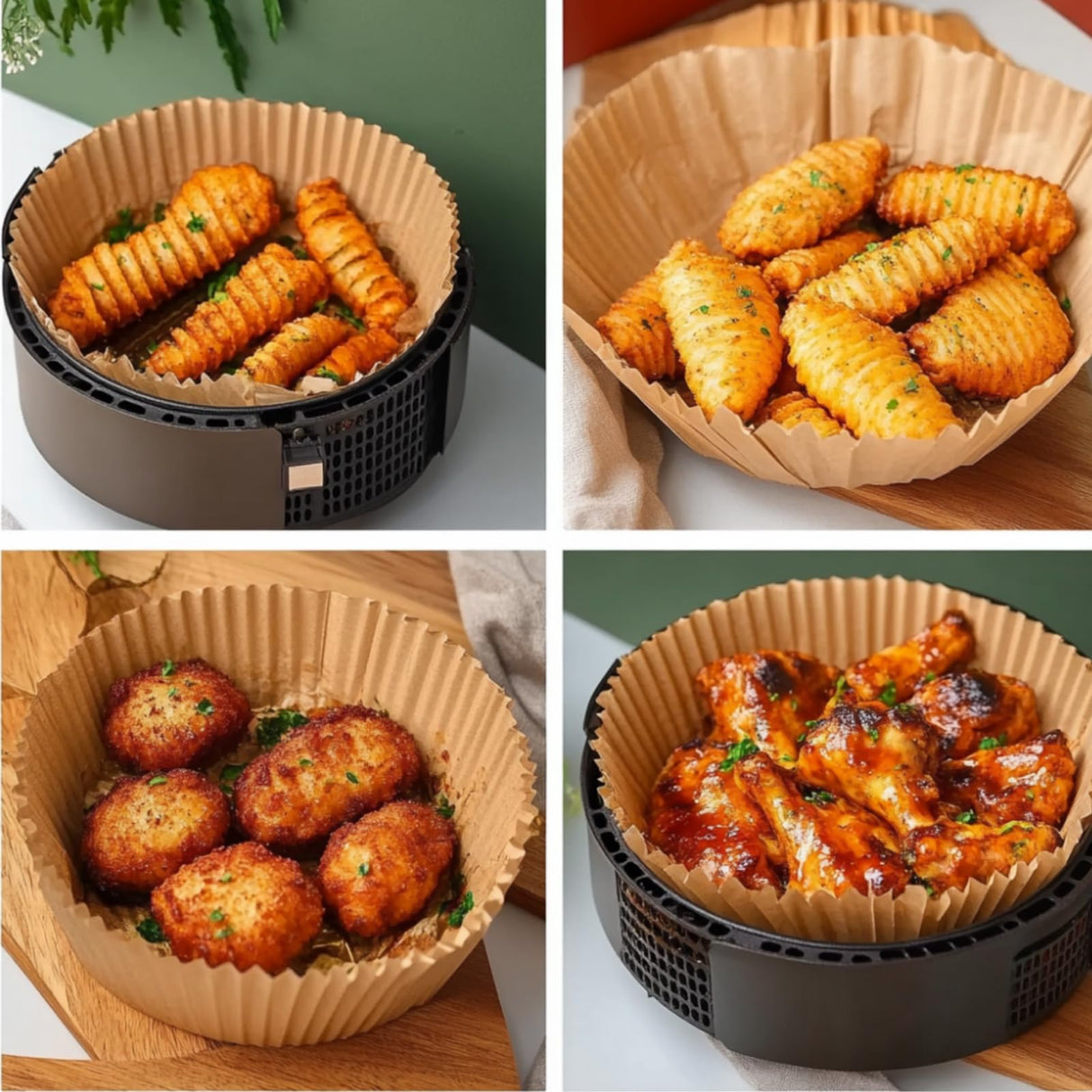 100-Pack Disposable Air Fryer Liners, 7.9 Inch, Non-Stick & Oil-Resistant Snuktw