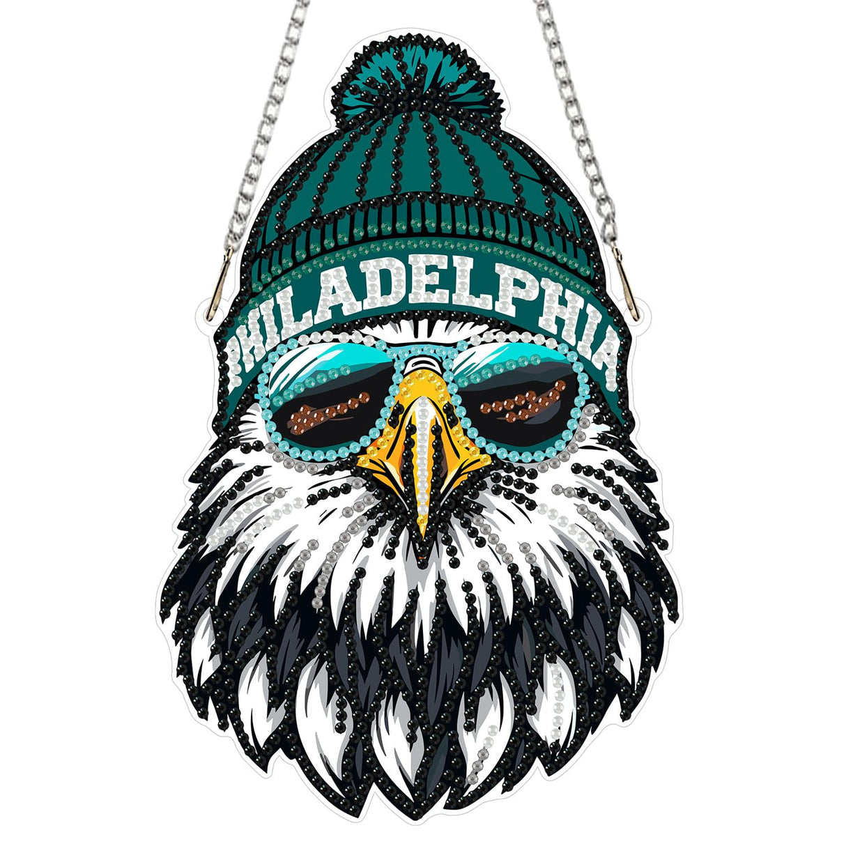 DIY Diamond Art Hanging Kit for Adult,Football Style Acrylic Diamond Art Painting Window Pendants Home Garden Wall Hanging Kits Hanging Ornament,Single Sided(Philadelphia Green) Weadatty