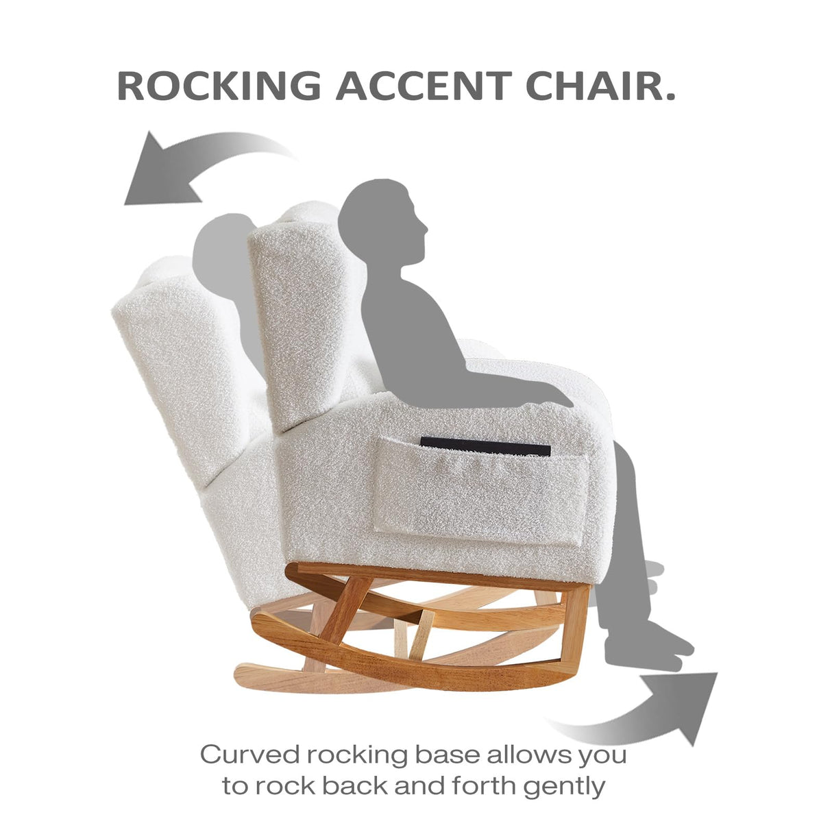 MYFUNSHOP Nursery Rocking Chair Glider – Classic Rocker with Comfortable Cushioning & Smooth Motion for Bedroom MYFUNSHOP