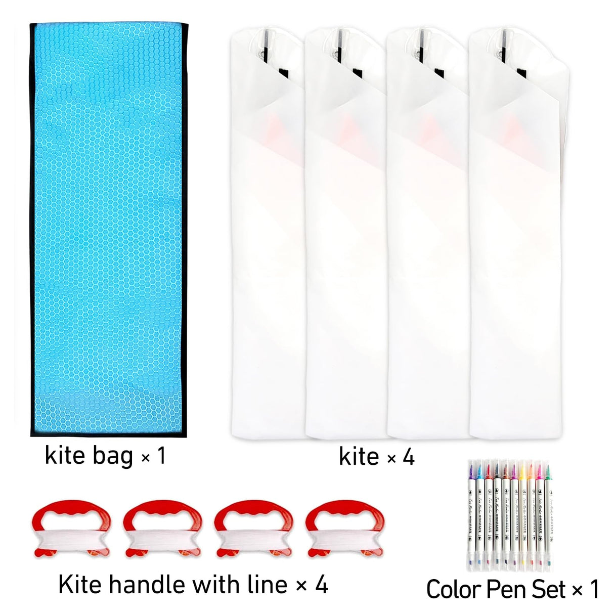 DIY Kite Kits for Kids, Blank Diamond Kite Set for Boys and Girls Coloring/Painting/Drawing, White Diamond Making Set for Toddlers (4 Pack) Kaiciuss