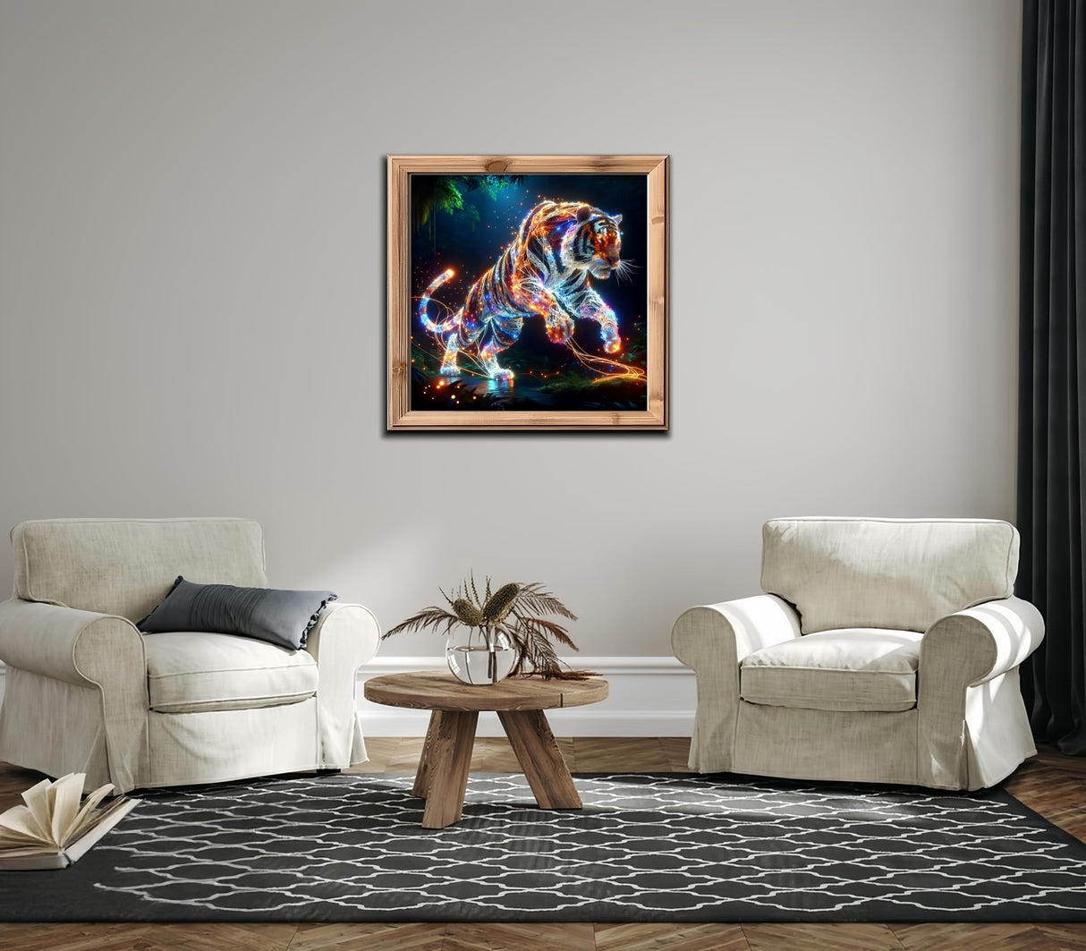 5D Diamond Art Kits for Adults Beginners,Glowing Tiger DIY Full Round Drill Diamond Painting Kits, Animal Paint by Diamonds Dots Gem Art Easy,Home Wall Decor 14X14 Inch Acelii