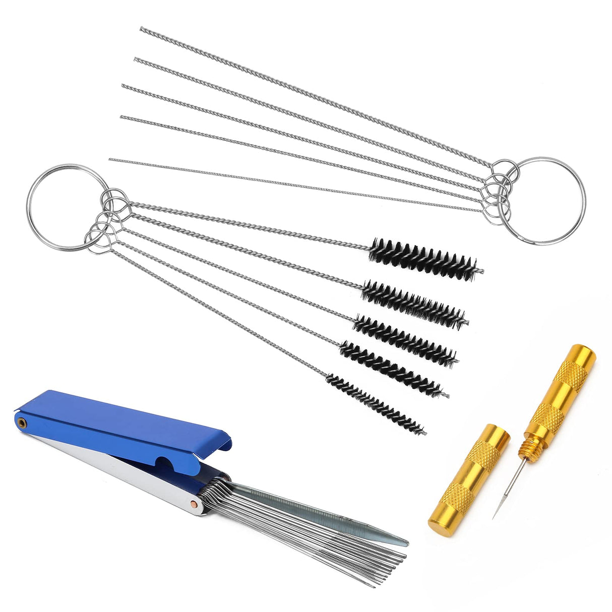 4 PCS Torch Tip Cleaner Set, Welding Torch Tip Cleaner with Drill Bit Torch Tip Cleaner Set for Carbon Carburetor Jet Cleaner with 10 Cleaning Needles, 5 Cleaning Brushes and 1 Scraping Needle Windspeed