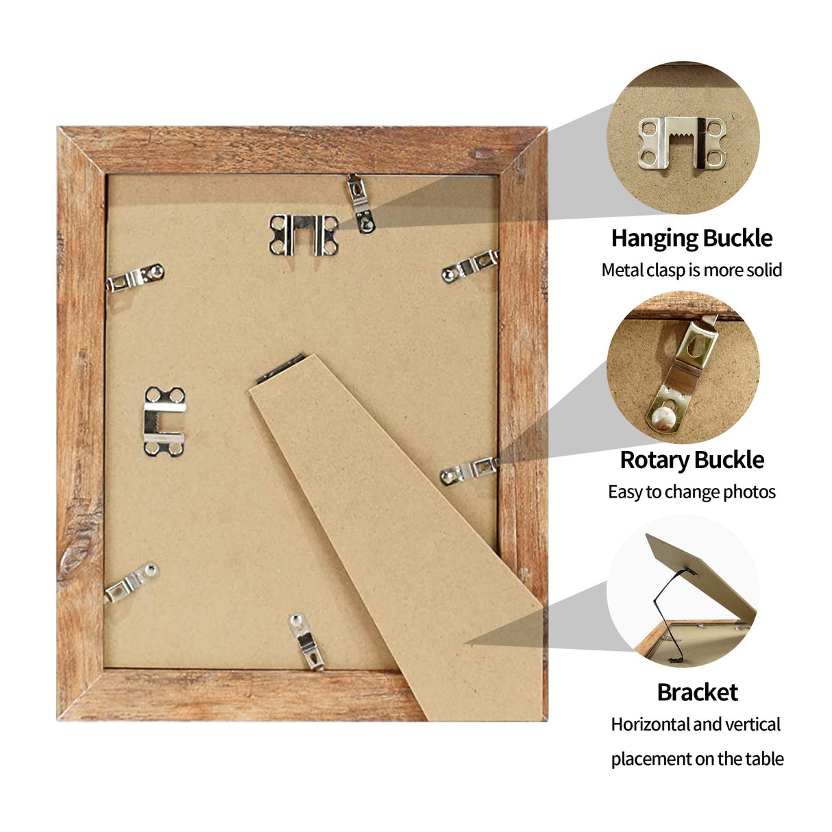 iRahmen 4 Pack 8x10 Picture Frame Rustic Brown Set with High Definition Glass Photo Frames for Desktop Display and Wall Mounting. iRahmen