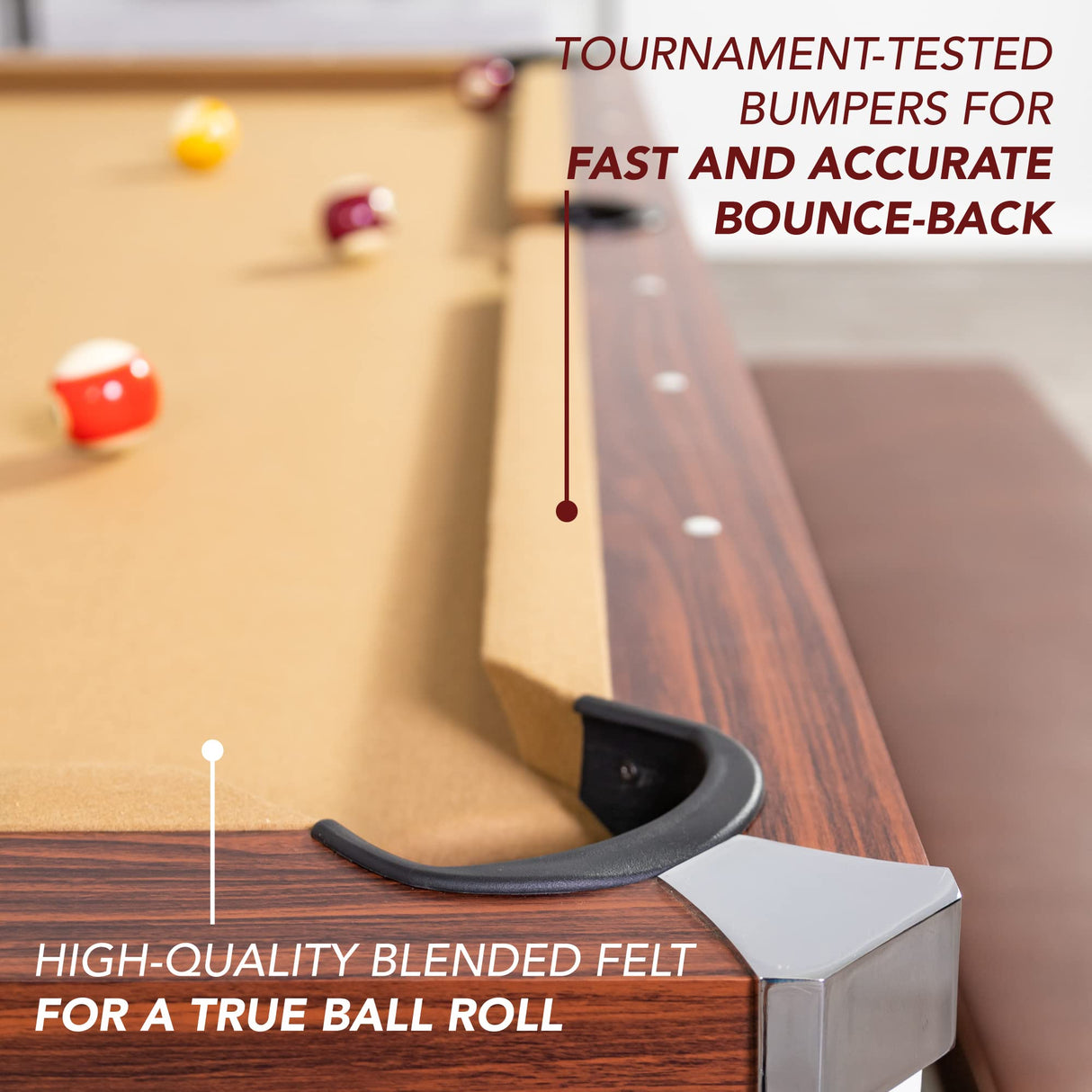 Hathaway Newport 7-ft Pool Table Tennis Combination with Dining Top, Two STO Newport II 7-ft Pool Table Combo Set with Benches - White with Camel Feltrage Benches with Accessories - Walnut Hathaway