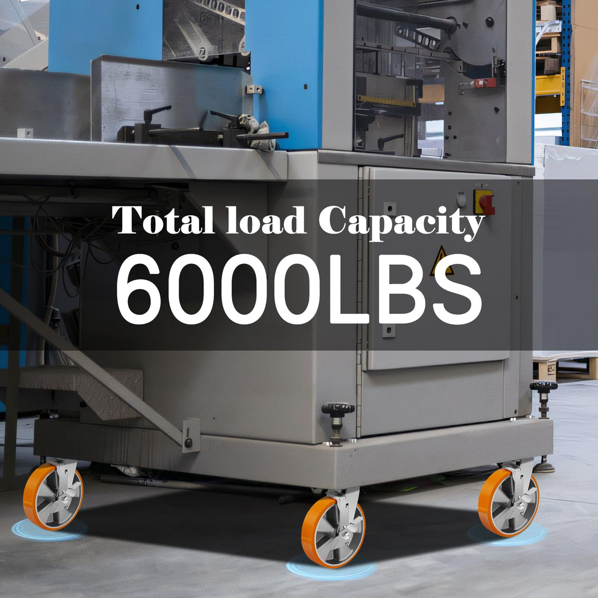 W B D WEIBIDA 8-Inch Industrial Grade Casters Wheels, Heavy Duty Casters Set of 4 with Brake 6000 LBS, Maintenance-Free Polyurethane on Aluminum Wheels, Plate Swivel Casters for Industrial W B D WEIBIDA