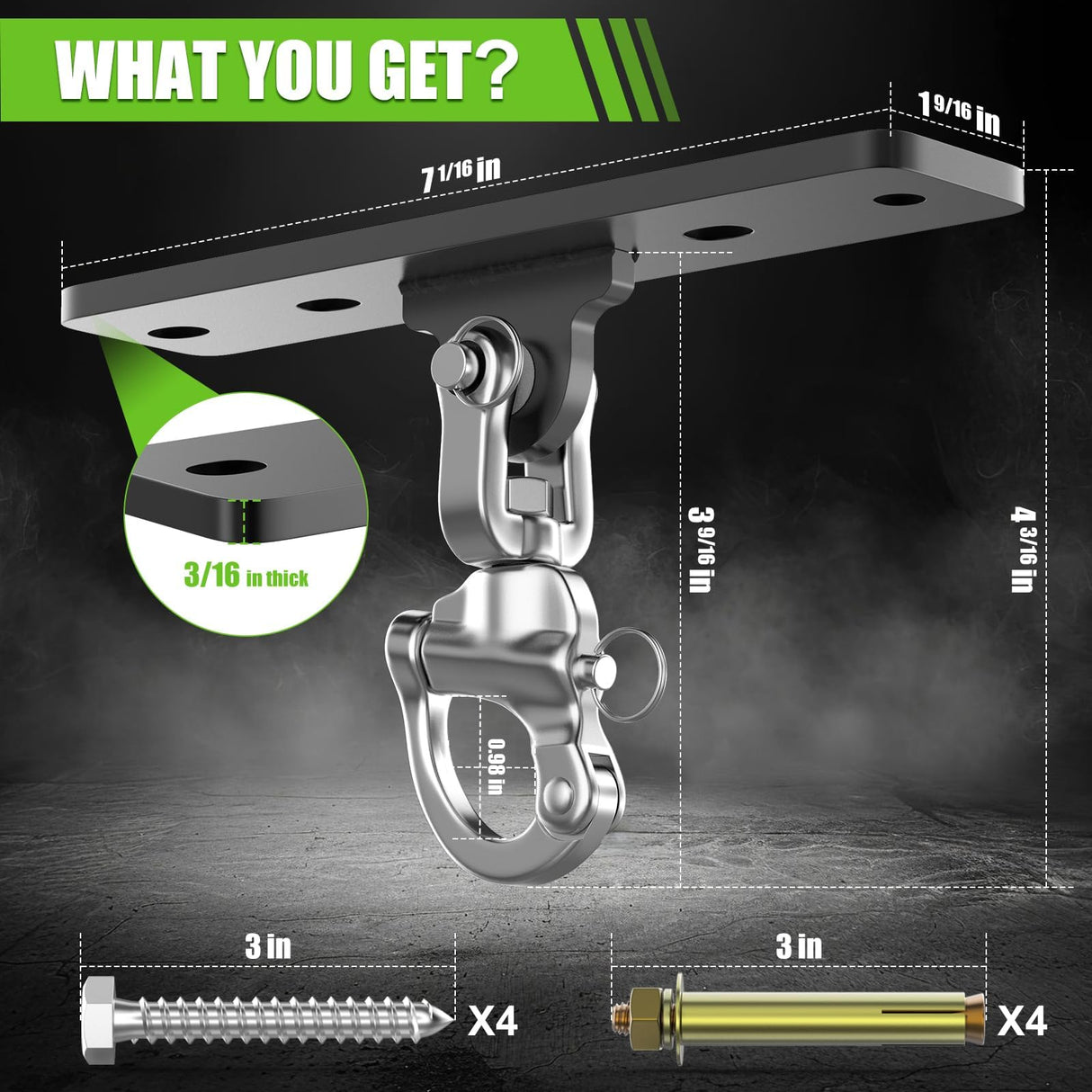 Eapele Punching Bag Hanger, Heavy Bag Ceiling Mount Holder for Hanging, 360° Swivel Boxing Bag Hanger for MMA Training, Muay Thai Bags, Heavy Duty Hook for Aerial Yoga, Porch Swings, Hammock Chairs Eapele