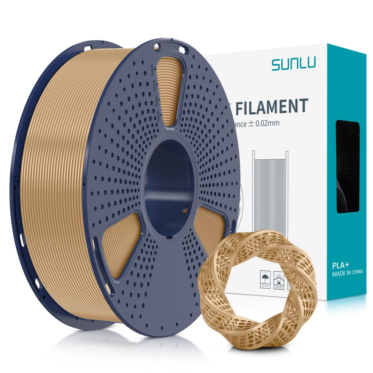 SUNLU 3D Printer Filament PLA Plus 1.75mm, SUNLU Neatly Wound PLA Filament 1.75mm PRO, PLA+ Filament for Most FDM 3D Printer, Dimensional Accuracy +/- 0.02 mm, 1 kg Spool(2.2lbs), Wood SUNLU