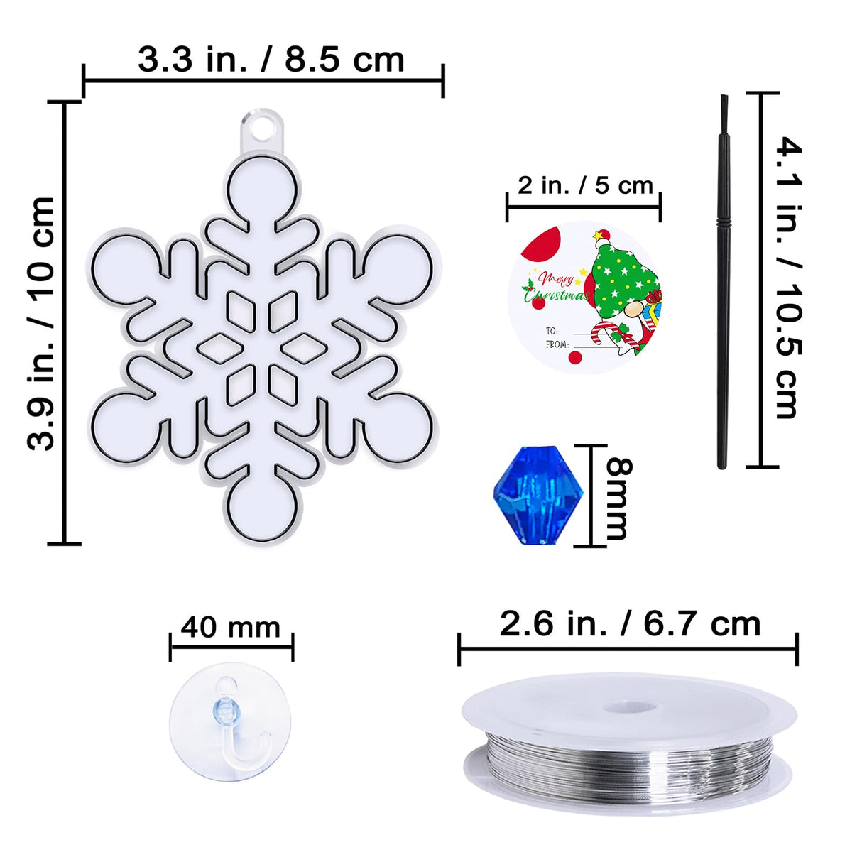 Winlyn 24 Sets Snowflake Suncatchers Ornaments Decorations DIY Window Paint Art Suncatchers Christmas Craft Kits Hanging Snowflake Sun Catchers for Kids Christmas Winter Home Classroom Party Activity Winlyn