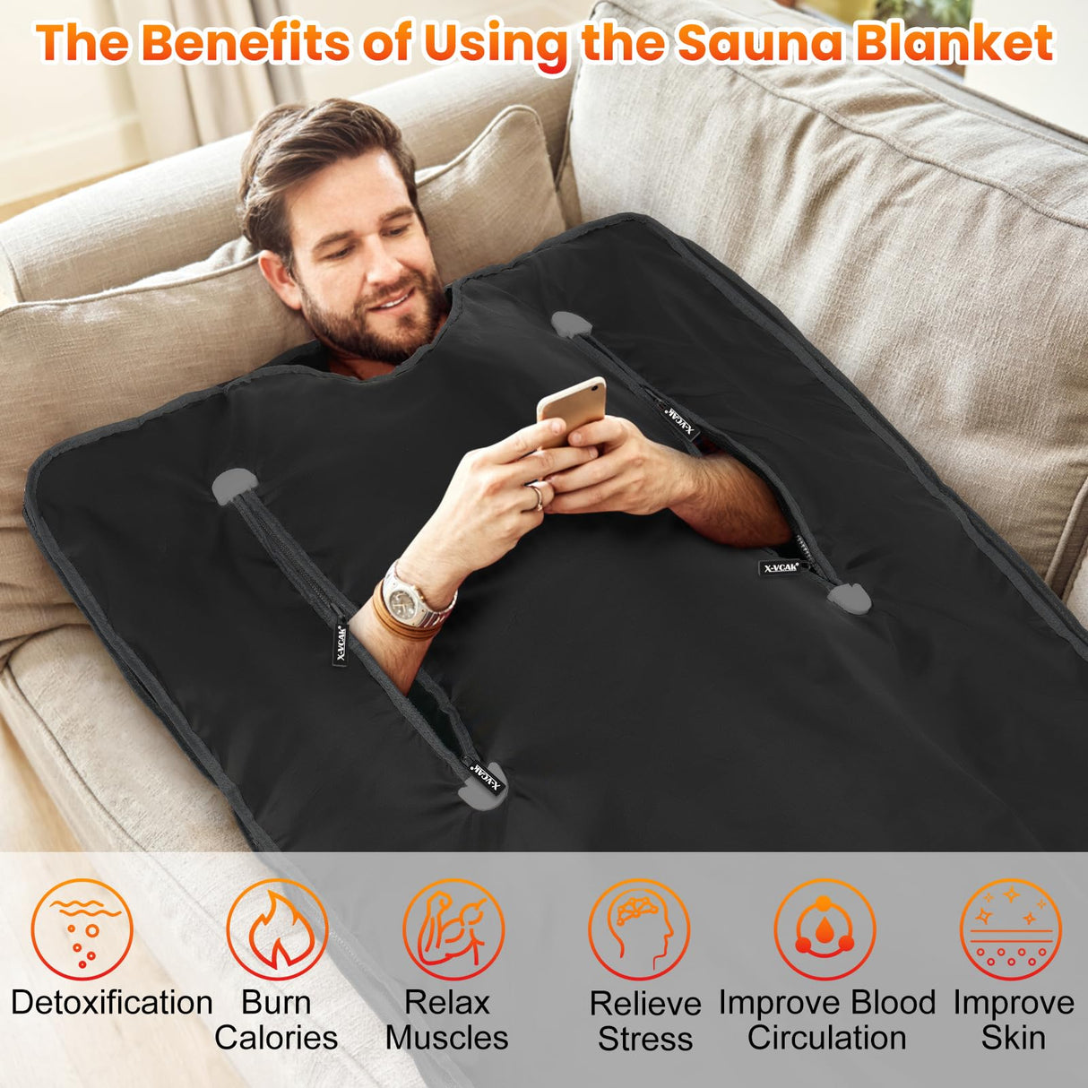 X-Vcak Sauna Blanket, Sauna, Portable Sauna for Home, 86-158℉, 20-60 Minutes Timer, 6 ft x 2.62 ft X-Vcak