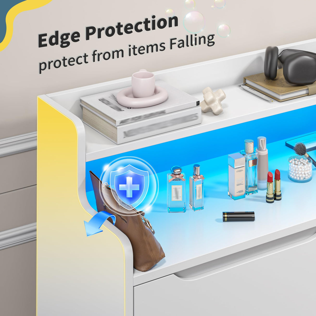 DurayLoly Modern Dresser for Bedroom with LED Light, 9 Drawer White Dresser with Charging, Wooden Chest of Drawers, Large TV Stand for Bedroom DurayLoly