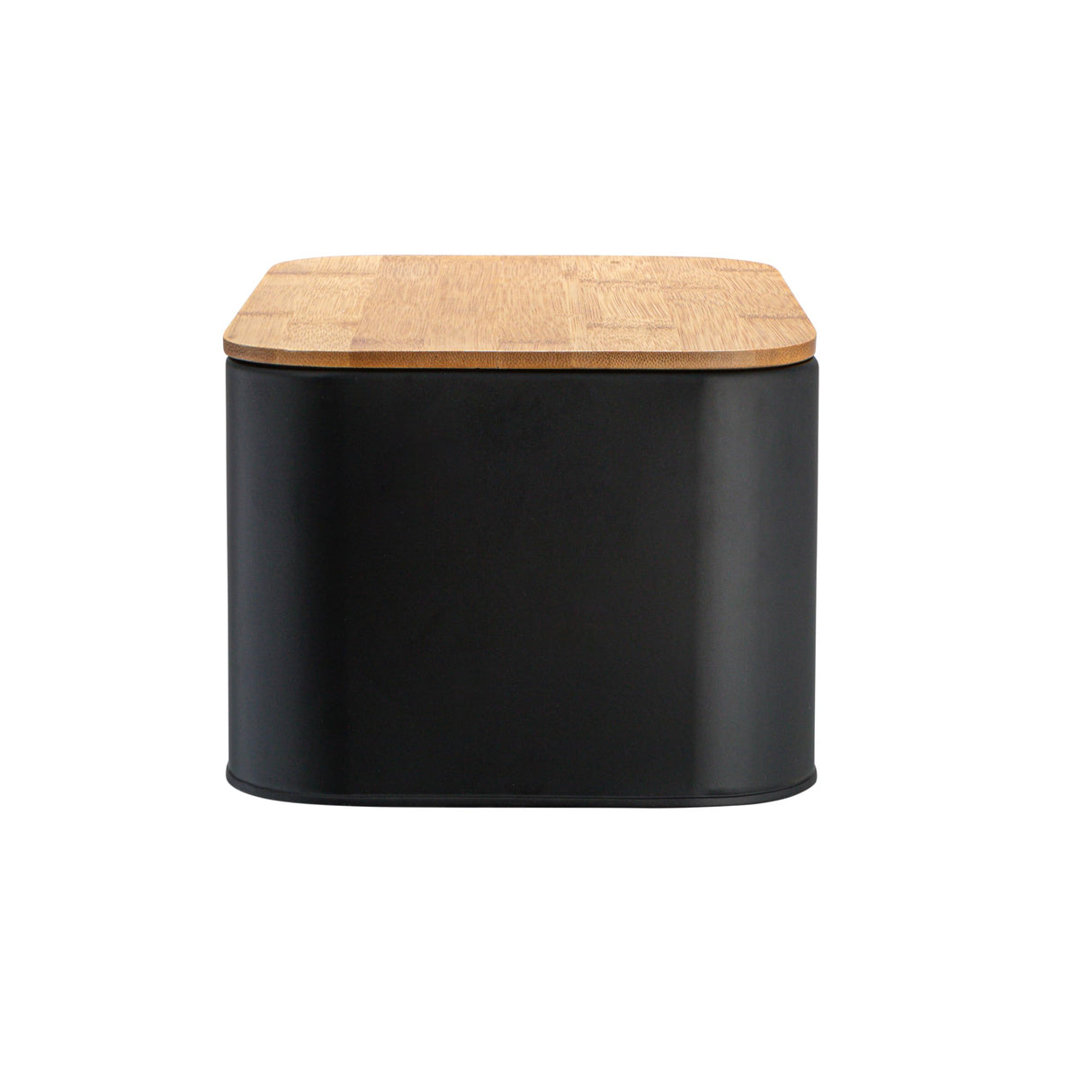 Bloomingville Metal Bin with Bamboo Lid, Black Bread Box, 11.75" L x 5.25" W x 7" H Bloomingville
