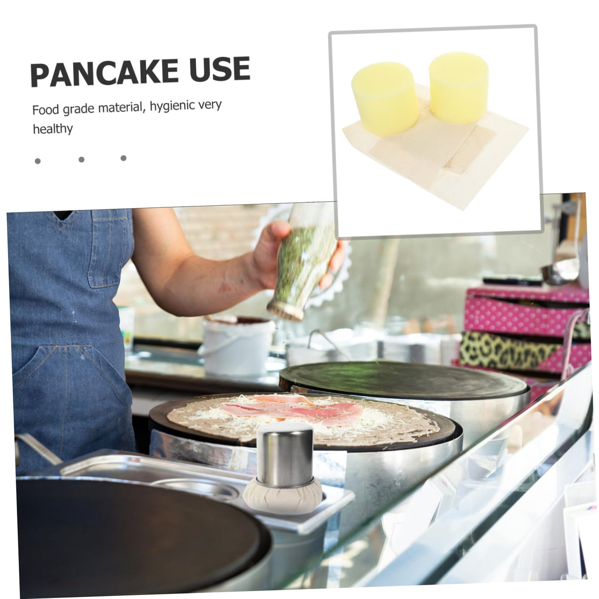SHOWERORO 2-Pack Pancake Grease Brush Oil Mop Kitchen Oil Spread Replace Fabric Cooking Brush Replace Fabric SHOWERORO