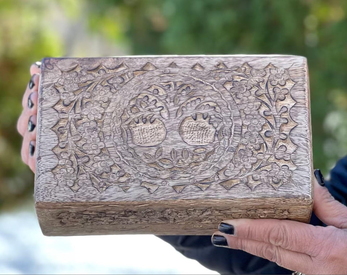 DharmaObjects Hand Carved Tree of Life Wooden Box Keepsake Storage Multi Utility DharmaObjects