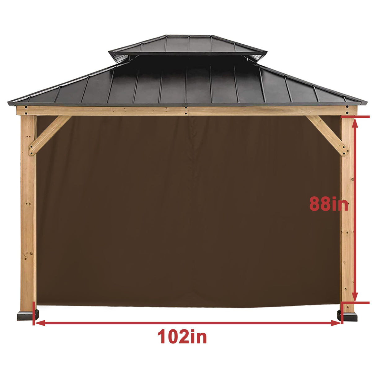 Coastshade Gazebo Pergola Canopy Panel Sidewalls Replacement 8ft Gazebo Pergola Privacy Panels Sidewall for Gazebos with 10Curtain Rings &10Rail Hooks,Brown CoastShade