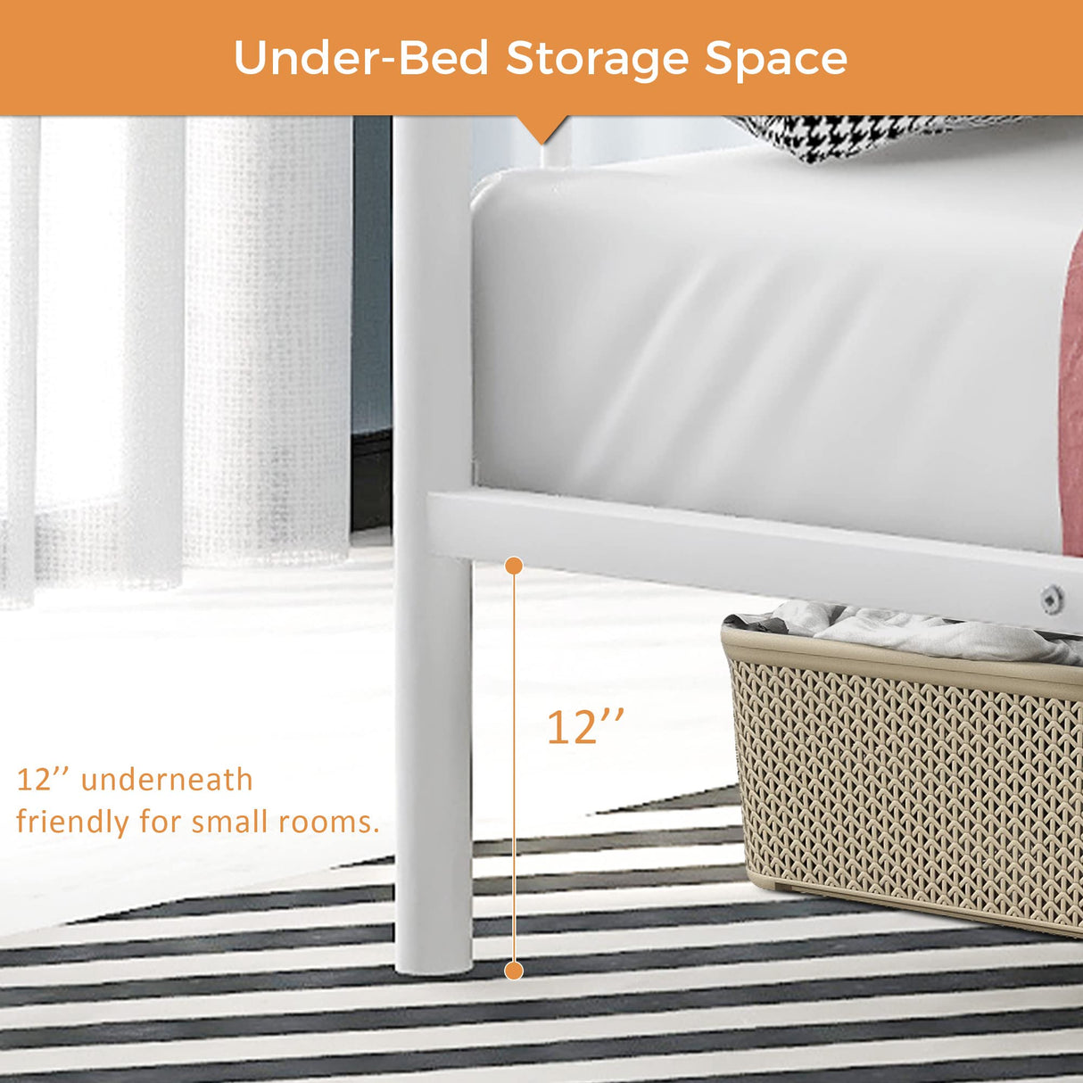 Merax Metal Bunk Bed, Bunk Bed with Ladder and high Guardrail, Able to Split, Under Bed Storage Space, Noise Free, Twin Over Twin Size, White Merax