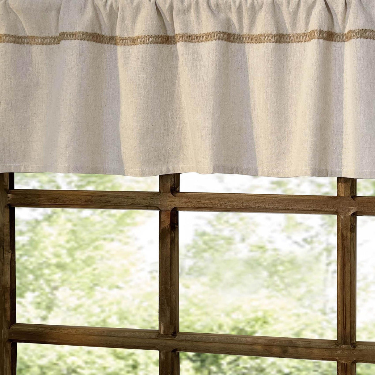 2 Pack Cotton Linen Valance for Windows with Burlap Lace Trim Rustic Farmhouse 12 inch Kitchen Valance Rod Pocket Neutral Short Curtain Topper Window Treatment Oindec