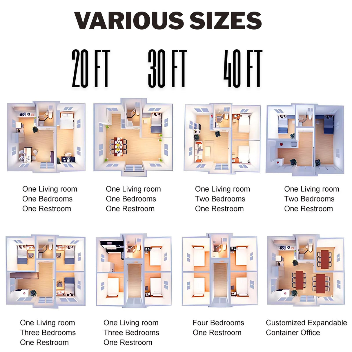 Expandable Prefab Tiny Home 20FT/30FT/40FT – Modular Luxury Container House with Bedrooms, Kitchen & Bathroom – Ideal for Living, Office, or Airbnb (30FT) Generic