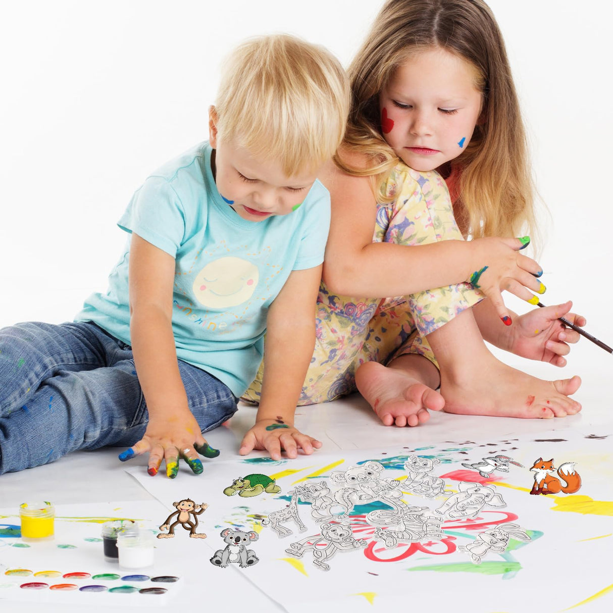 Lewtemi 36 Pcs Create Your Own Window Art Suncatcher Kits for Kids Animal Craft Suncatcher Paint with 24 Suction Cups for Ornament Painting Kids Classroom Party Activities Lewtemi