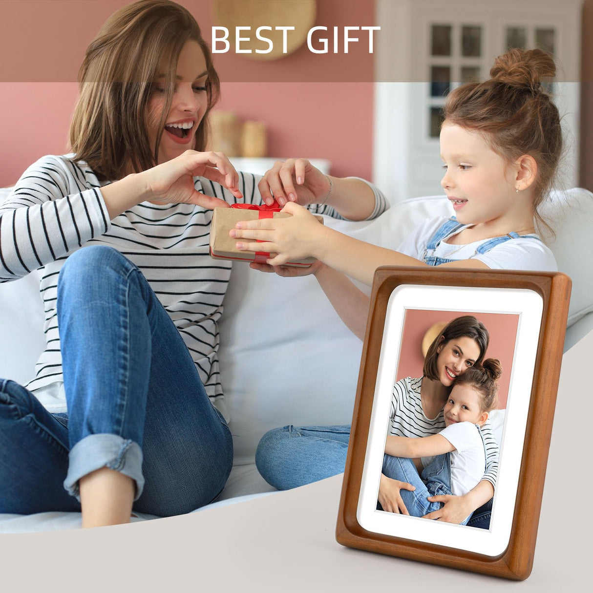 Golden State Art 5x7 Picture Frames - Brown Solid Wood with Glass, Rounded Corner 5 x 7 Picture Frame Matted to 4x6 Photos - Wall or Tabletop Decor Display Golden State Art