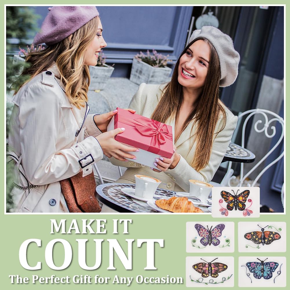 WEBEEDY 20 Sets DIY Butterfly Paper Quilling Kit for Adults Beginners Greeting Card Making with Envelope and Instruction,DIY Animal Cards for All Occasions for Birthday,Holiday,New Year,Thanksgiving WEBEEDY