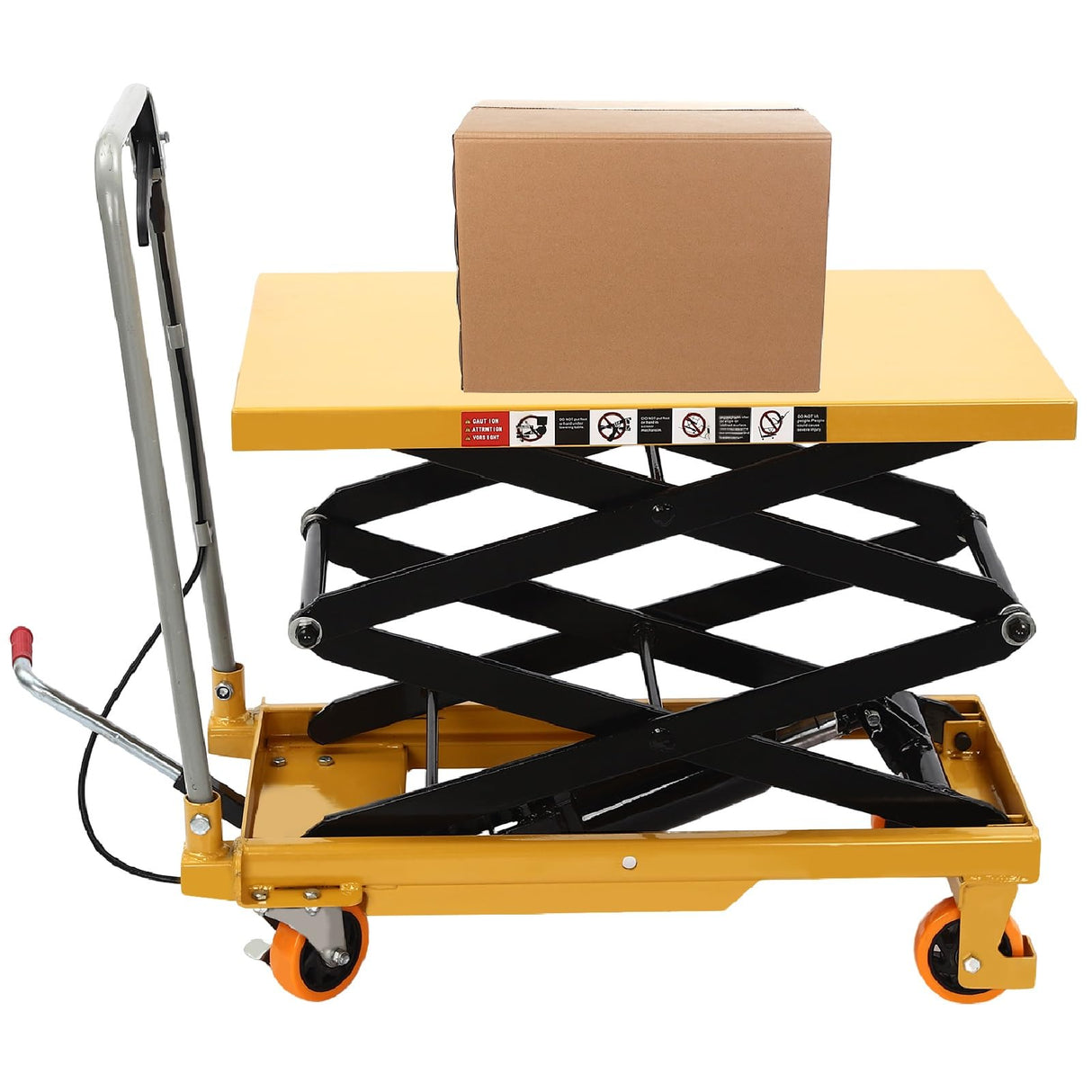 Double Scissor Hydraulic Lift Table Cart, 770lbs Capacity, 51" Lifting Height, Hydraulic Lift Table with 4 Wheels, Hydraulic Material Lift Pallet Truck for Factories, Warehouses, Supermarkets Ongniong