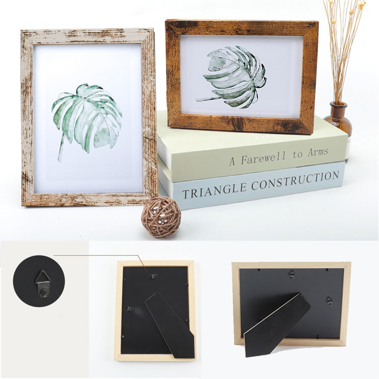 Rustic Picture Frames,10 Pack Collage Picture Frames,Gallery Wall Frame Set with Two 8x10, Four 5x7, Four 4x6, Farmhouse wood Photo Frames for living room Wall Gallery Decor or Desk, rustic white Pacome