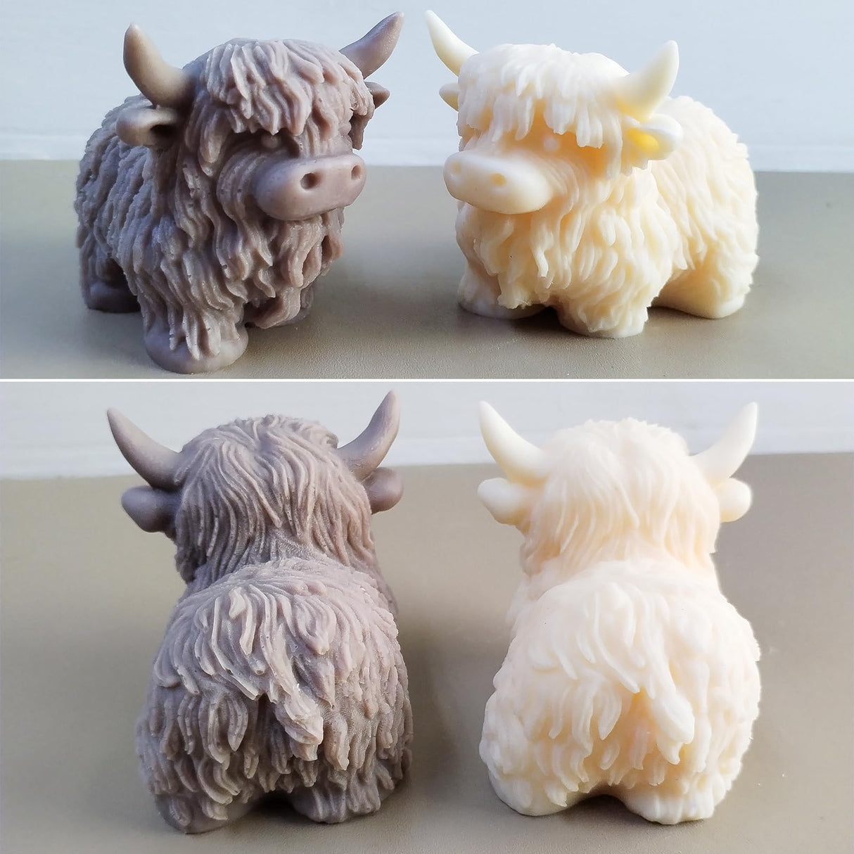 Wehous Highland Cow Silicone Molds, 3D Cow Resin Candle Soap Molds, Unique Animal Mold for Chocolate Fondant Cake Decorating, Keychain Jewelry Pendant Car Freshie Wall Hanging Mold Art Craft Decor Wehous