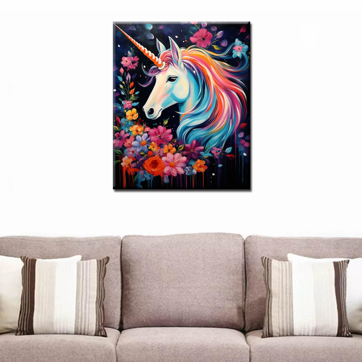 Tucocoo Rainbow Unicorn Paint by Number for Adults Beginner, DIY Oil Painting Kits on Canvas with Brushes and Acrylic Pigment, Flowers Cute Animal Picture for Home Decor 16x20 inches (Frameless) Tucocoo
