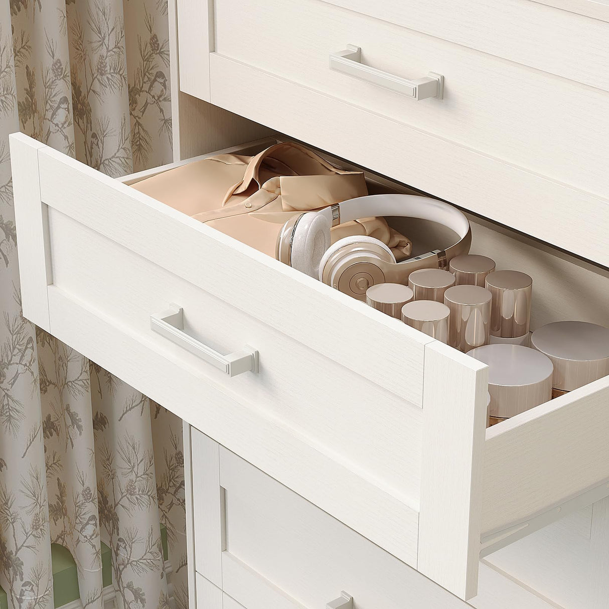 Welfuturer White 5 Drawer Wood Dresser for Bedroom Modern Wooden Chest of Drawers Storage Cabinet and Organizer Drawers for Closet, Nursery, Entryway, Girls Room, Kids Room, Hallway, Living Room Welfuturer