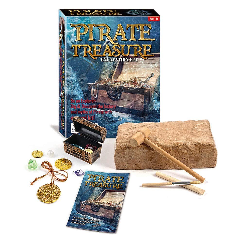 Zugar Land 6" Pirate Treasure Chest Excavation Dig Kit - Be an Explorer! Dig & Discover The History and Myths of Pirate with This Cool kit. Zugar Land