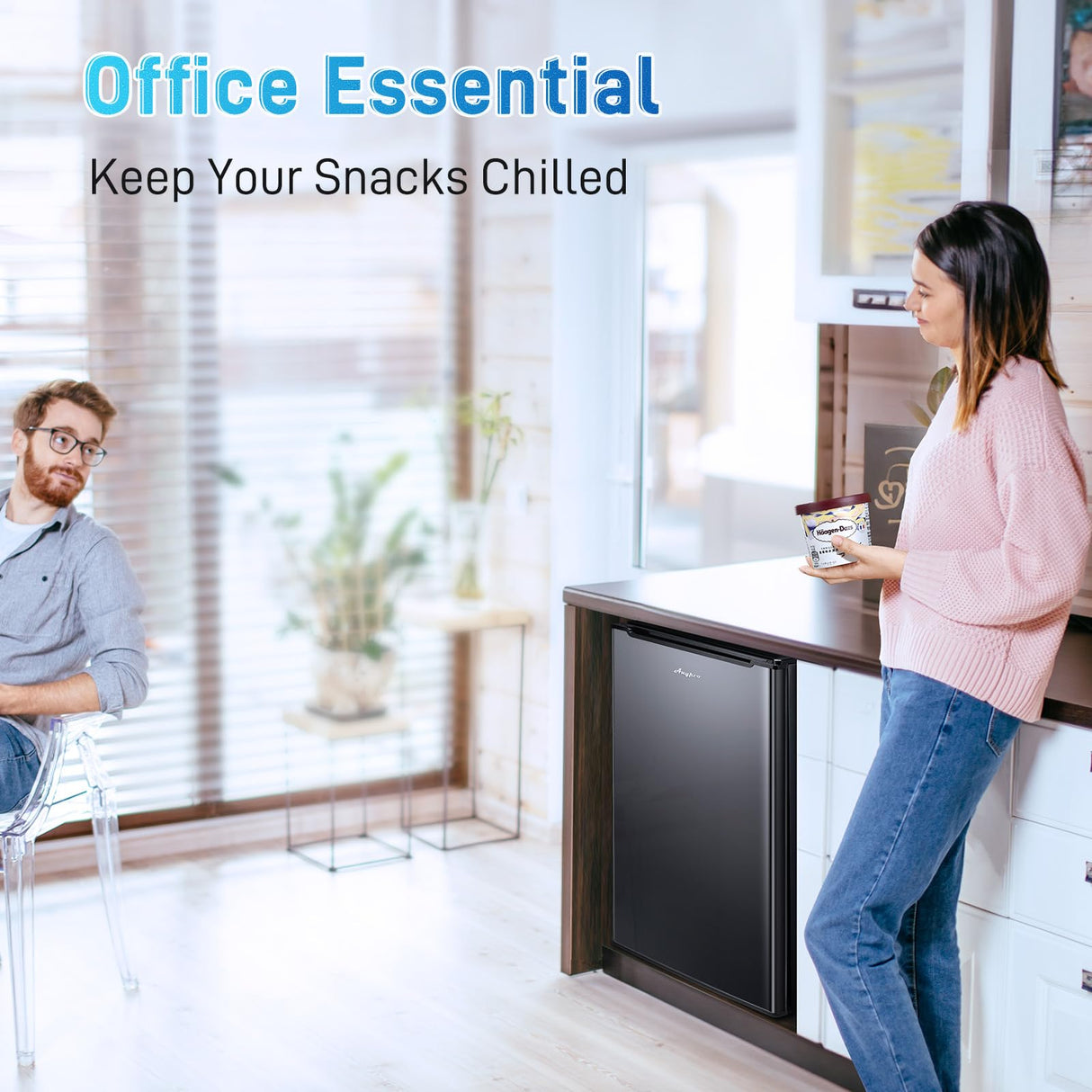 Anypro Compact Mini Upright Freezer 3 Cu.Ft with 3 Pull-down Drawer Doors and Adjustable Thermostat, Single Door Small Deep Standing Freezer Rapid Cooling for Home, Office, Dorm, Garage, Black Anypro