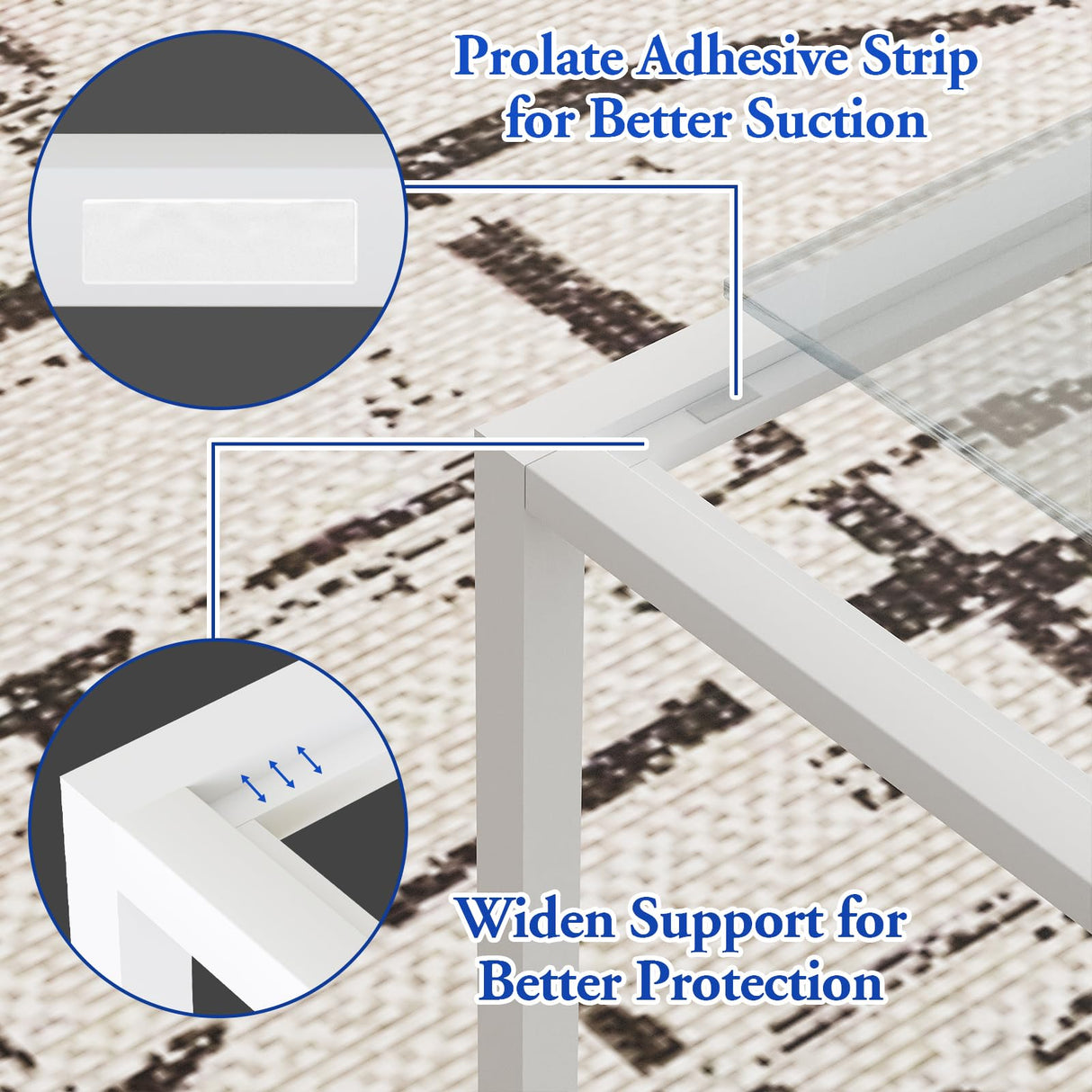 Glass Coffee Table Square Coffee Table for Small Space,Modern Minimalist Center Table for Living Room Home Office,Tempered Glass-top with Sturdy Metal Frame,Easy Assembly,27 x 27In, White Easy Paws