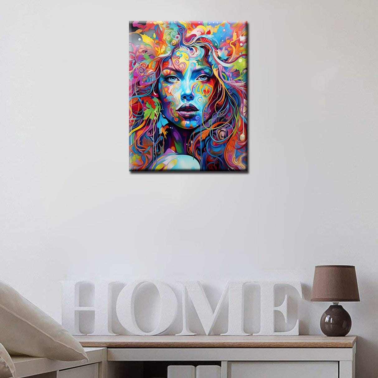 Graffiti Women Portrait Paint by Numbers Kits 16x20 inch Canvas DIY Oil Painting for Kids, Students, Adults Beginner with Brushes and Acrylic Pigment Blue Face Abstract Colorful Woman(without Frame) Tucocoo