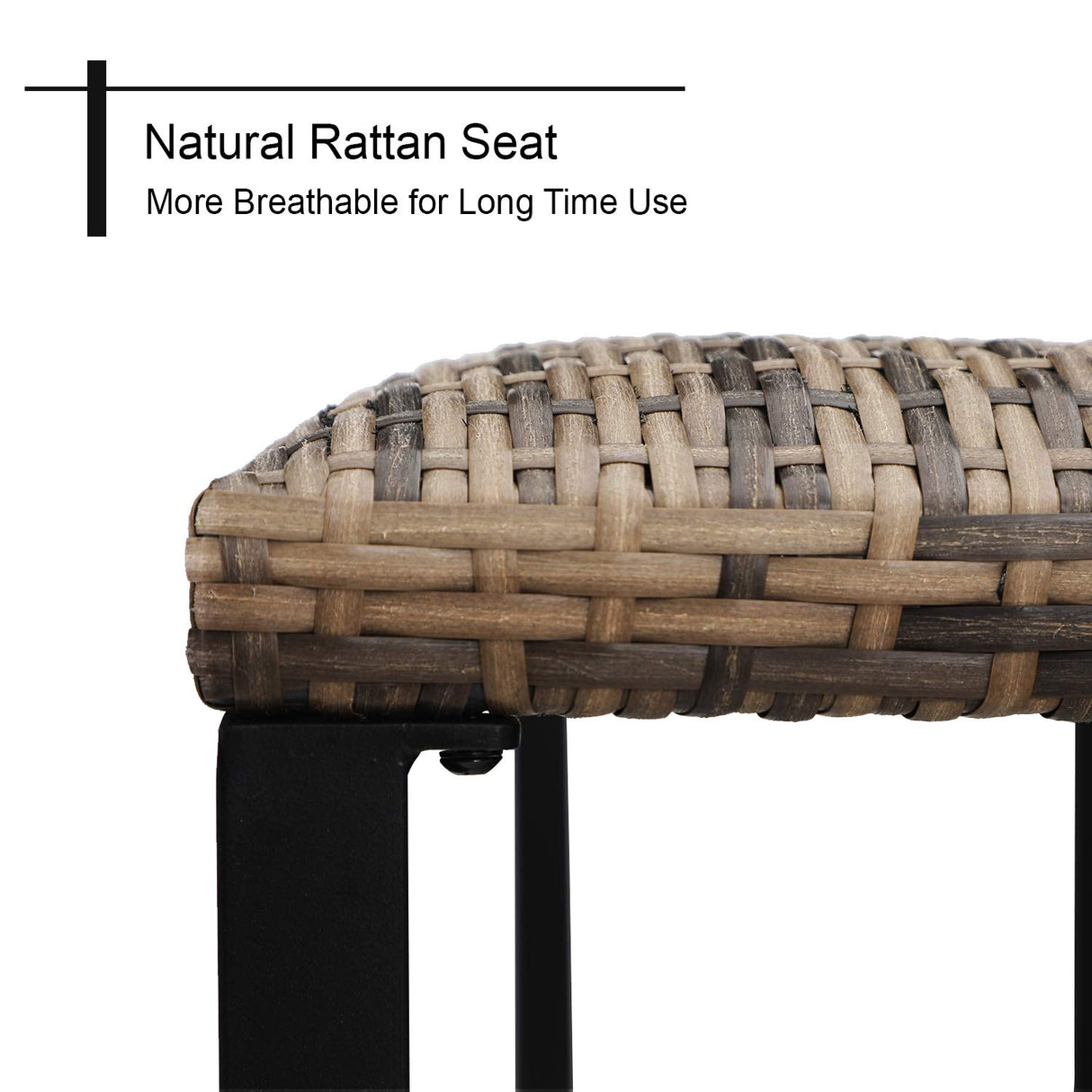 PHI VILLA 5 Piece Patio Bar Set, Black Wood Grain Metal Bar Table & 4 Wicker High Bar Stools, Bar Height Outdoor Dining Set for Porch, Yard, Deck, Poolside PHI VILLA